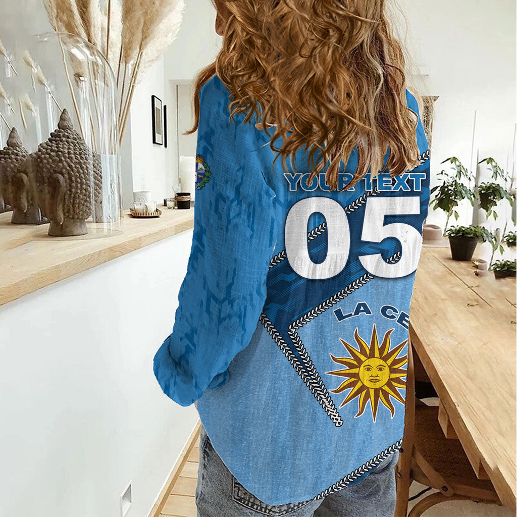 Custom Uruguay Football Women Casual Shirt Sun Of May Symbol Unique Style