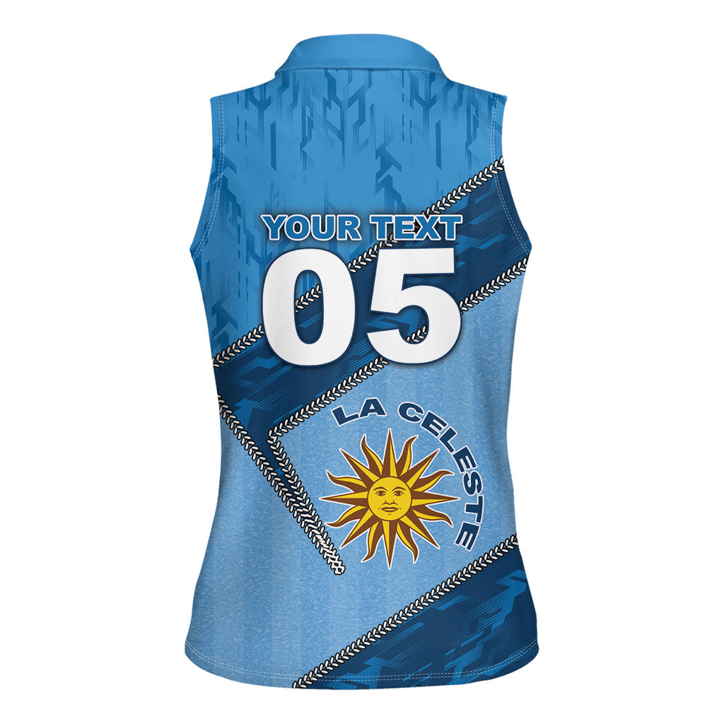 Custom Uruguay Football Women Sleeveless Polo Shirt Sun Of May Symbol Unique Style