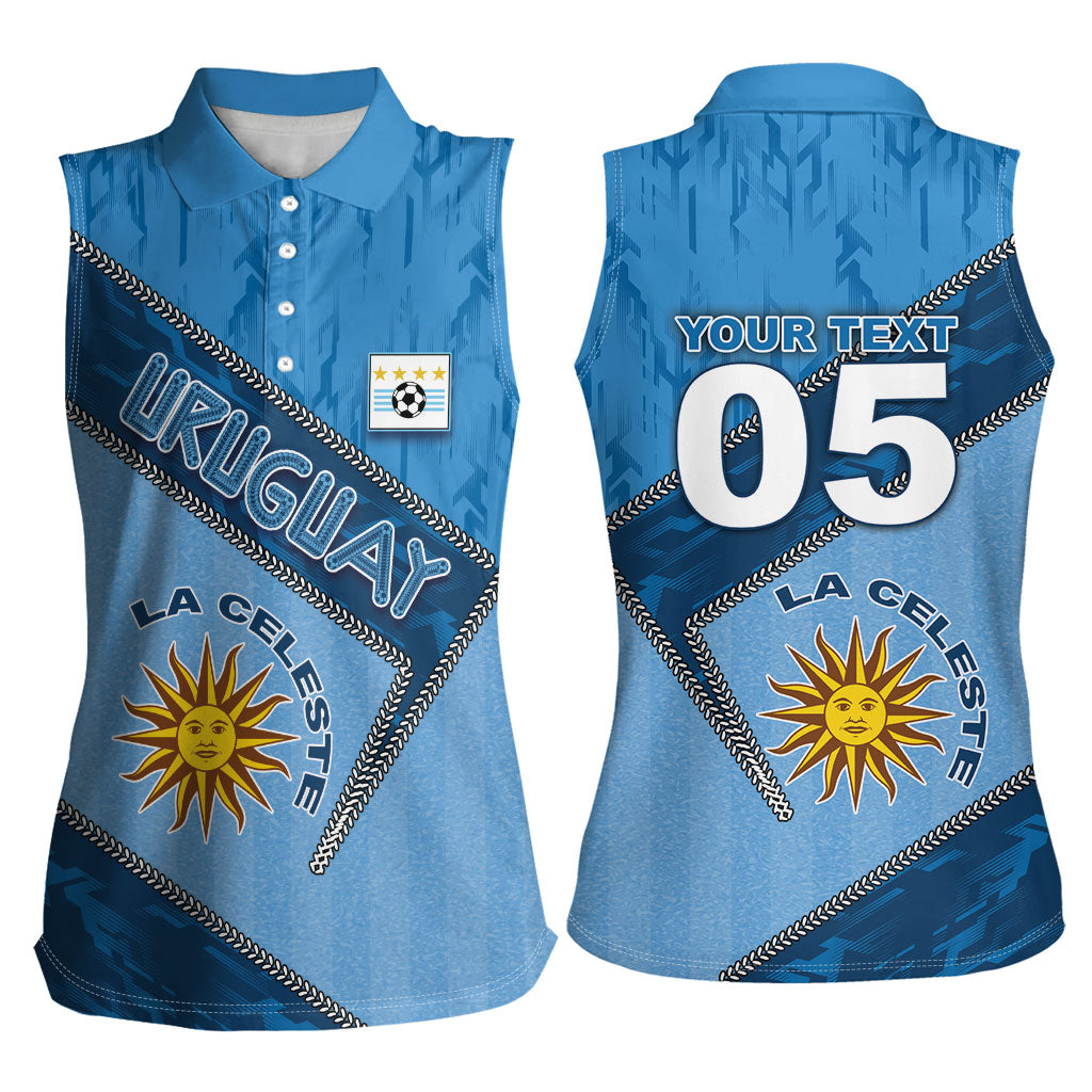 Custom Uruguay Football Women Sleeveless Polo Shirt Sun Of May Symbol Unique Style
