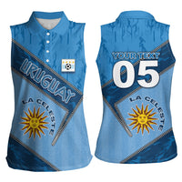 Custom Uruguay Football Women Sleeveless Polo Shirt Sun Of May Symbol Unique Style