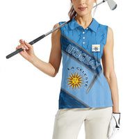 Custom Uruguay Football Women Sleeveless Polo Shirt Sun Of May Symbol Unique Style