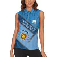 Custom Uruguay Football Women Sleeveless Polo Shirt Sun Of May Symbol Unique Style