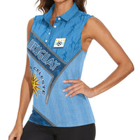 Custom Uruguay Football Women Sleeveless Polo Shirt Sun Of May Symbol Unique Style