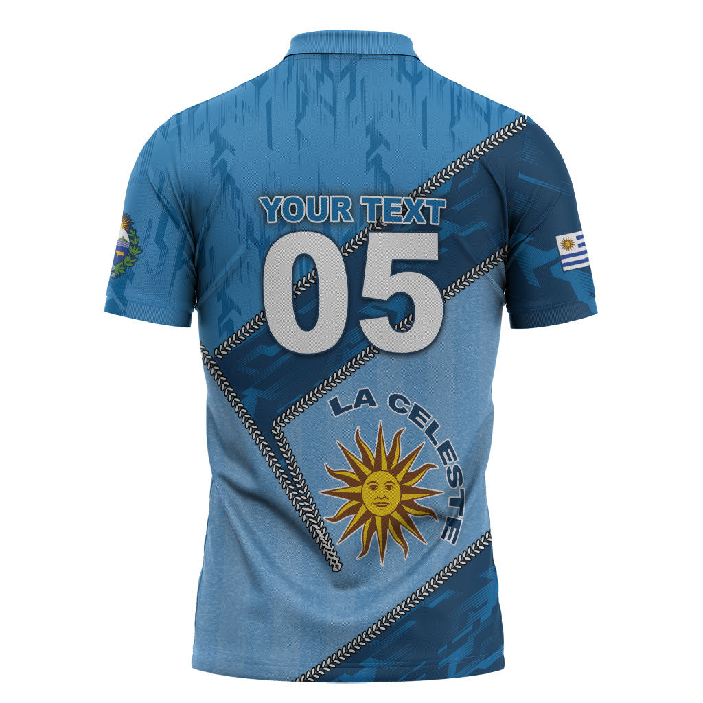 Custom Uruguay Football Zipper Polo Shirt Sun Of May Symbol Unique Style