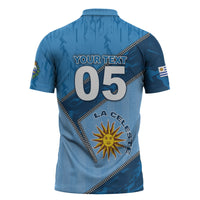Custom Uruguay Football Zipper Polo Shirt Sun Of May Symbol Unique Style