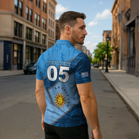 Custom Uruguay Football Zipper Polo Shirt Sun Of May Symbol Unique Style
