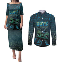 Dope Like Hip Hop Couples Matching Puletasi and Long Sleeve Button Shirt Hiphop Graffiti Style - Wonder Print Shop