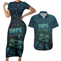 Dope Like Hip Hop Couples Matching Short Sleeve Bodycon Dress and Hawaiian Shirt Hiphop Graffiti Style - Wonder Print Shop