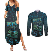 Dope Like Hip Hop Couples Matching Summer Maxi Dress and Long Sleeve Button Shirt Hiphop Graffiti Style - Wonder Print Shop