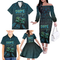 Dope Like Hip Hop Family Matching Off The Shoulder Long Sleeve Dress and Hawaiian Shirt Hiphop Graffiti Style - Wonder Print Shop