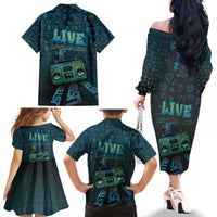 Dope Like Hip Hop Family Matching Off The Shoulder Long Sleeve Dress and Hawaiian Shirt Hiphop Graffiti Style - Wonder Print Shop