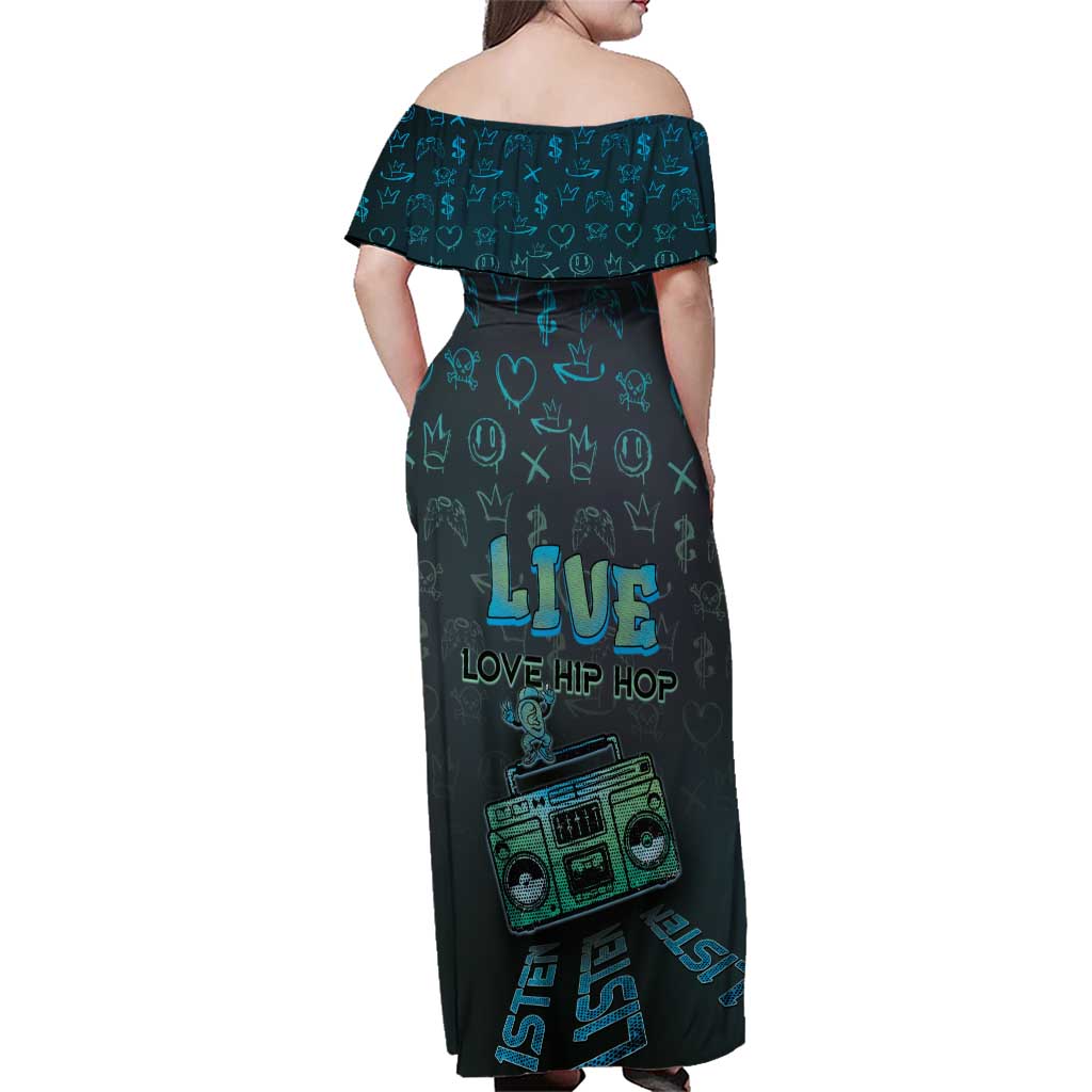 Dope Like Hip Hop Family Matching Off Shoulder Maxi Dress and Hawaiian Shirt Hiphop Graffiti Style - Wonder Print Shop