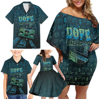 Dope Like Hip Hop Family Matching Off Shoulder Short Dress and Hawaiian Shirt Hiphop Graffiti Style - Wonder Print Shop