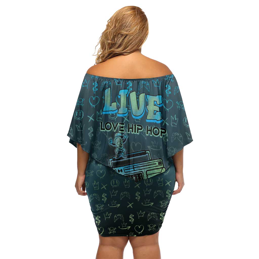 Dope Like Hip Hop Family Matching Off Shoulder Short Dress and Hawaiian Shirt Hiphop Graffiti Style - Wonder Print Shop