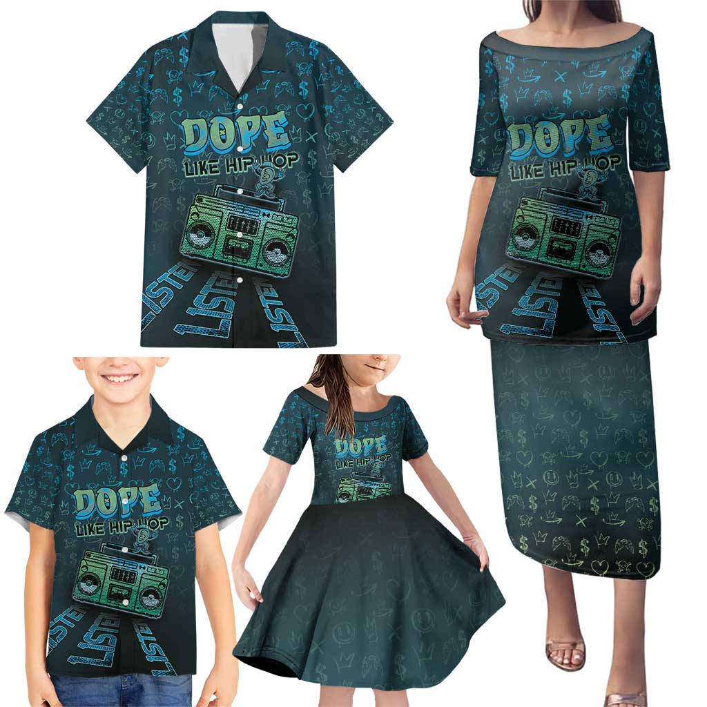 Dope Like Hip Hop Family Matching Puletasi and Hawaiian Shirt Hiphop Graffiti Style - Wonder Print Shop