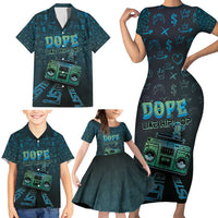 Dope Like Hip Hop Family Matching Short Sleeve Bodycon Dress and Hawaiian Shirt Hiphop Graffiti Style - Wonder Print Shop