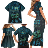 Dope Like Hip Hop Family Matching Short Sleeve Bodycon Dress and Hawaiian Shirt Hiphop Graffiti Style - Wonder Print Shop