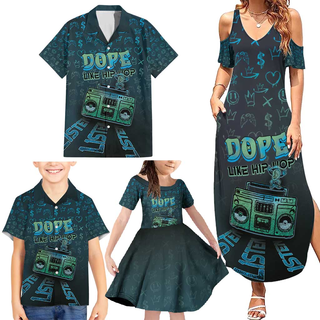 Dope Like Hip Hop Family Matching Summer Maxi Dress and Hawaiian Shirt Hiphop Graffiti Style - Wonder Print Shop