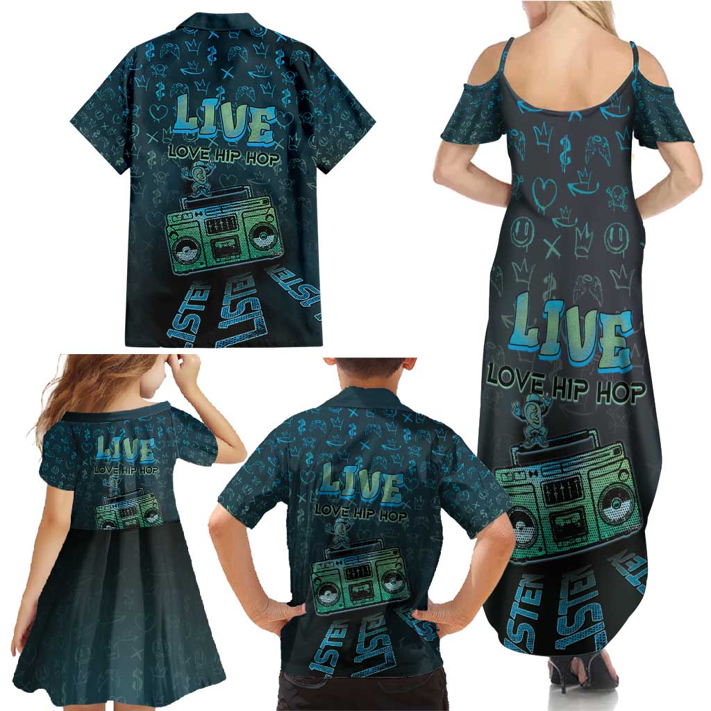 Dope Like Hip Hop Family Matching Summer Maxi Dress and Hawaiian Shirt Hiphop Graffiti Style - Wonder Print Shop