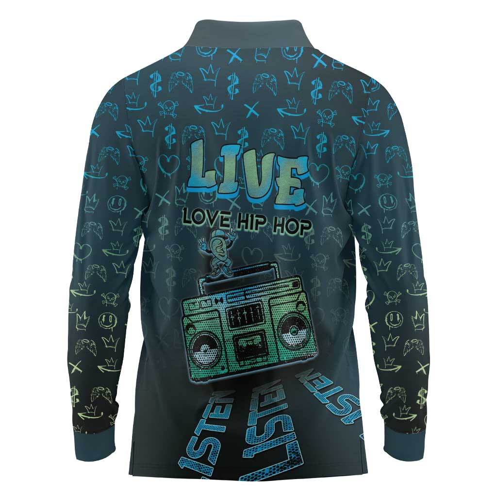 Dope Like Hip Hop Long Sleeve Polo Shirt Hiphop Graffiti Style - Wonder Print Shop