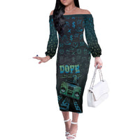 Dope Like Hip Hop Off The Shoulder Long Sleeve Dress Hiphop Graffiti Style - Wonder Print Shop