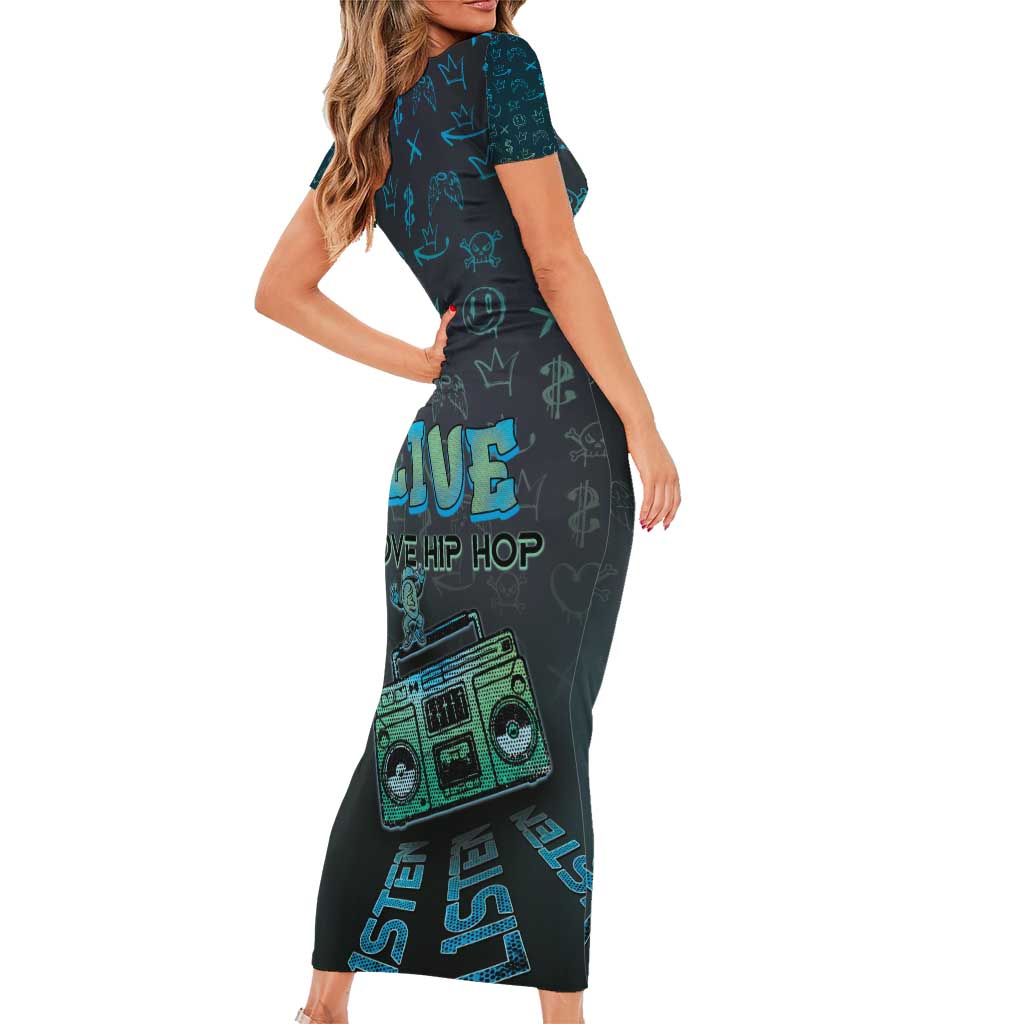 Dope Like Hip Hop Short Sleeve Bodycon Dress Hiphop Graffiti Style - Wonder Print Shop