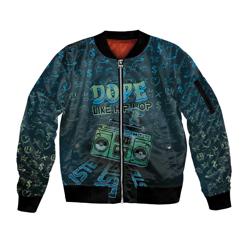 Dope Like Hip Hop Sleeve Zip Bomber Jacket Hiphop Graffiti Style - Wonder Print Shop