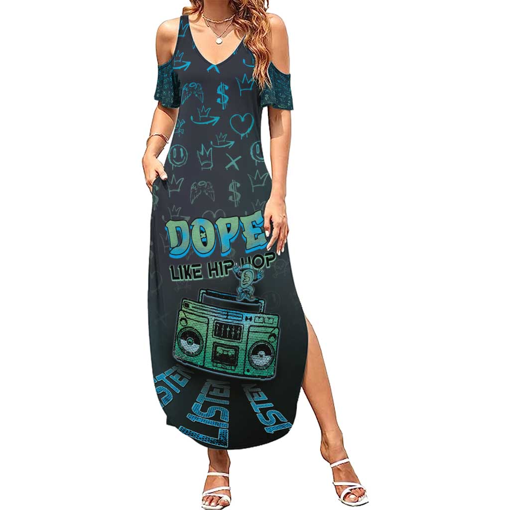 Dope Like Hip Hop Summer Maxi Dress Hiphop Graffiti Style - Wonder Print Shop