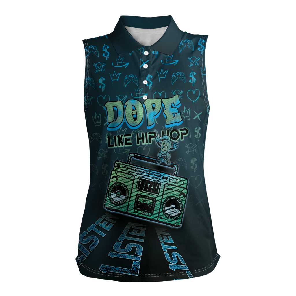 Dope Like Hip Hop Women Sleeveless Polo Shirt Hiphop Graffiti Style - Wonder Print Shop