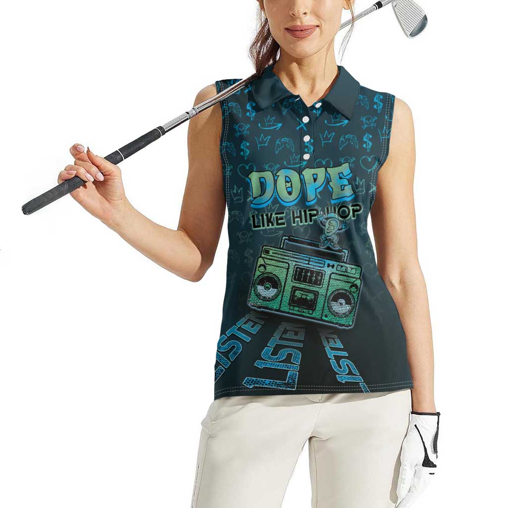 Dope Like Hip Hop Women Sleeveless Polo Shirt Hiphop Graffiti Style - Wonder Print Shop