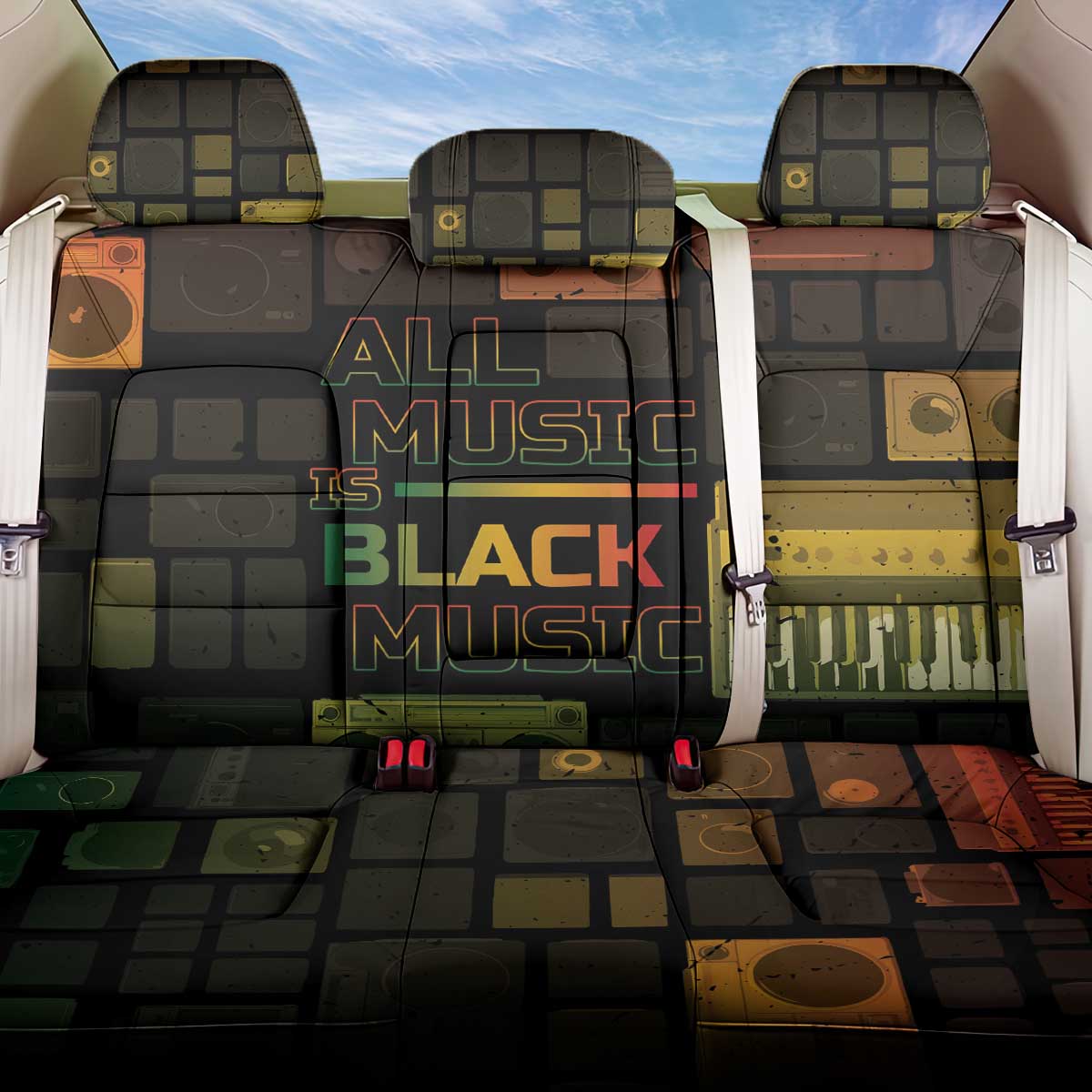 Black Music Month Back Car Seat Cover All Music Is Black Music - Wonder Print Shop