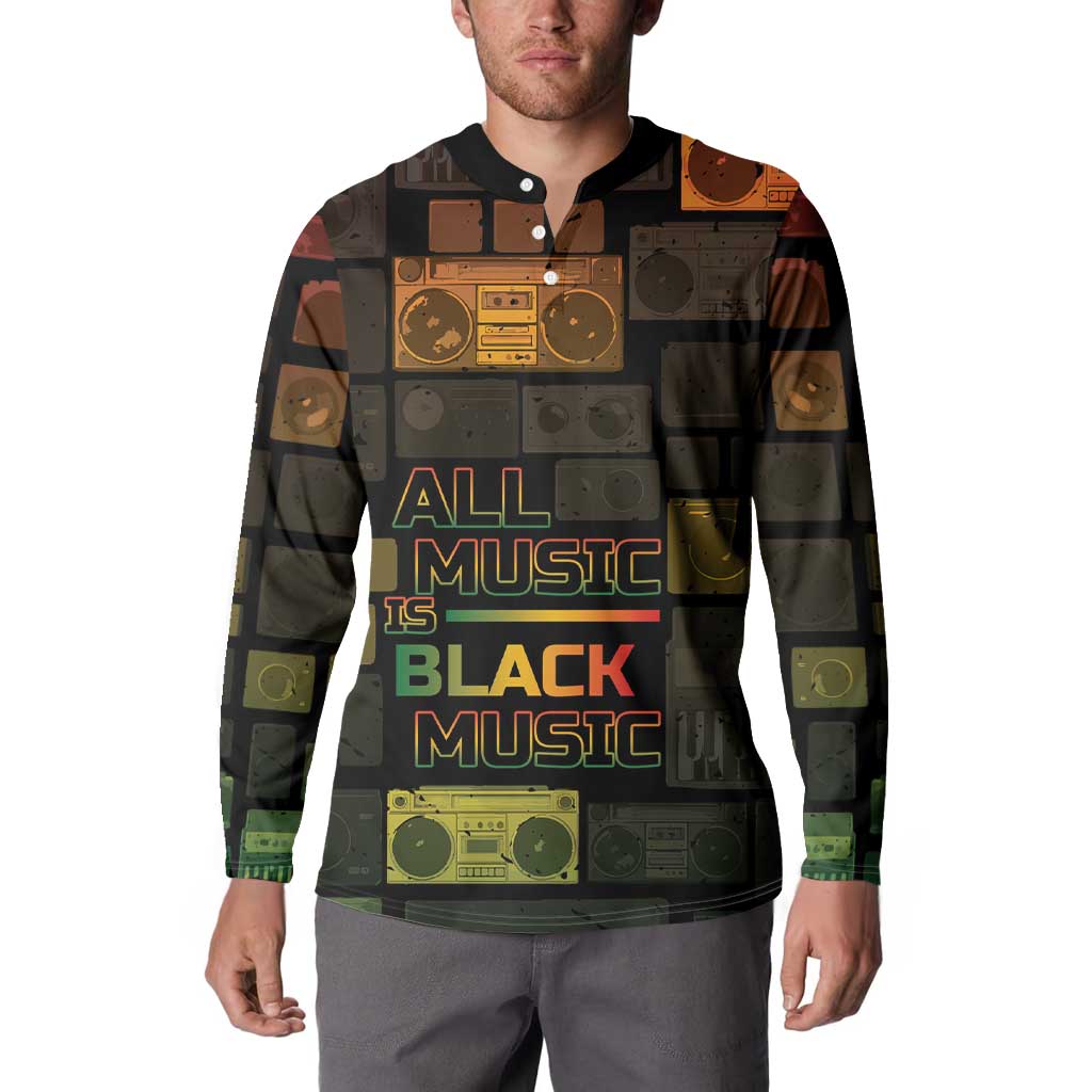 Black Music Month Button Sweatshirt All Music Is Black Music - Wonder Print Shop