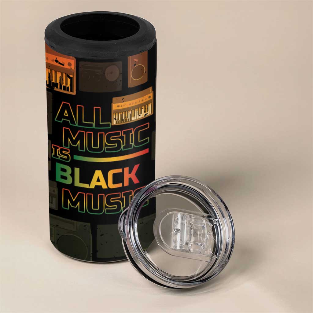 Black Music Month 4 in 1 Can Cooler Tumbler All Music Is Black Music - Wonder Print Shop