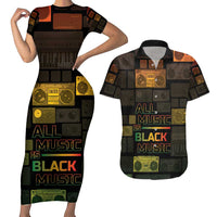 Black Music Month Couples Matching Short Sleeve Bodycon Dress and Hawaiian Shirt All Music Is Black Music - Wonder Print Shop
