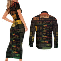 Black Music Month Couples Matching Short Sleeve Bodycon Dress and Long Sleeve Button Shirt All Music Is Black Music - Wonder Print Shop