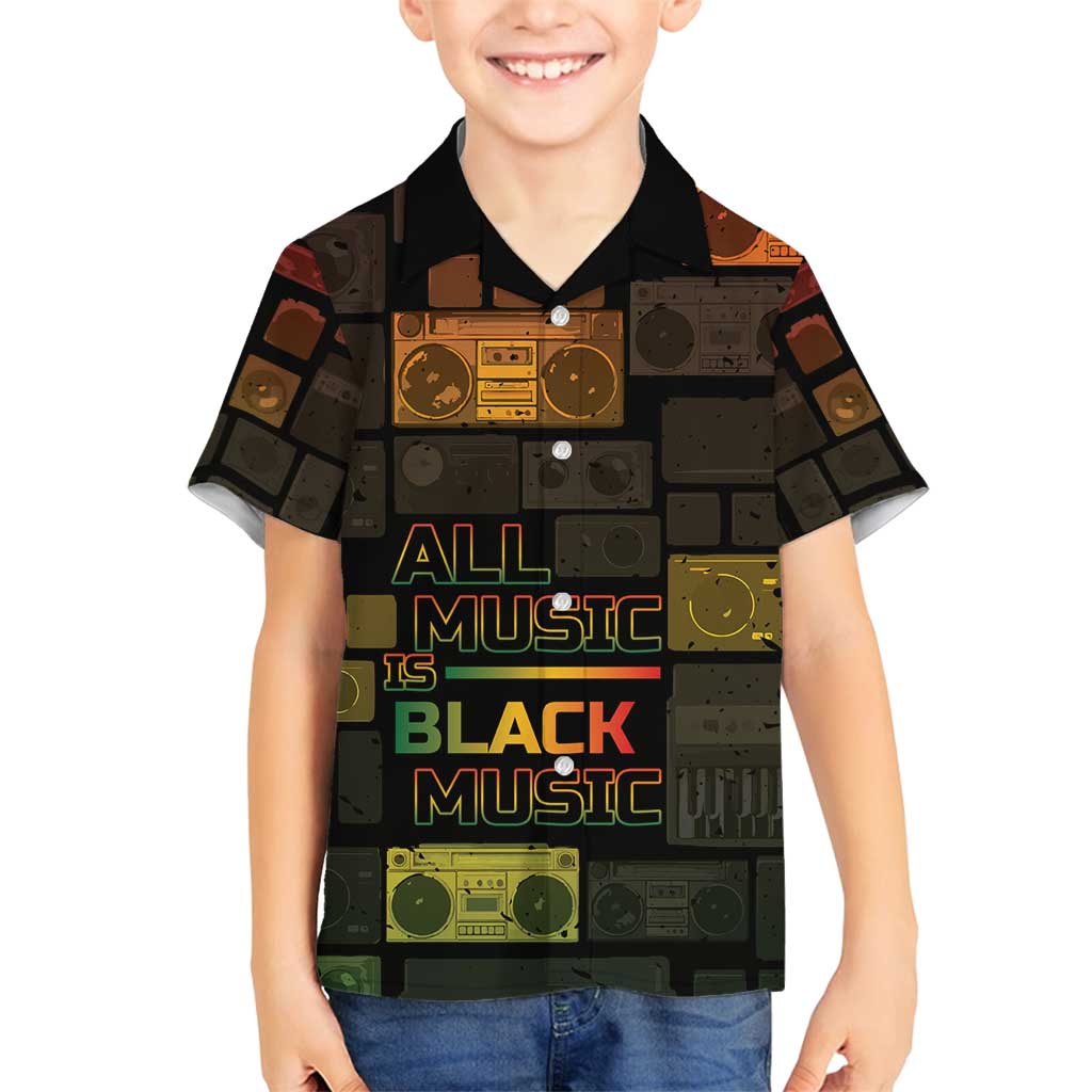 Black Music Month Family Matching Long Sleeve Bodycon Dress and Hawaiian Shirt All Music Is Black Music - Wonder Print Shop