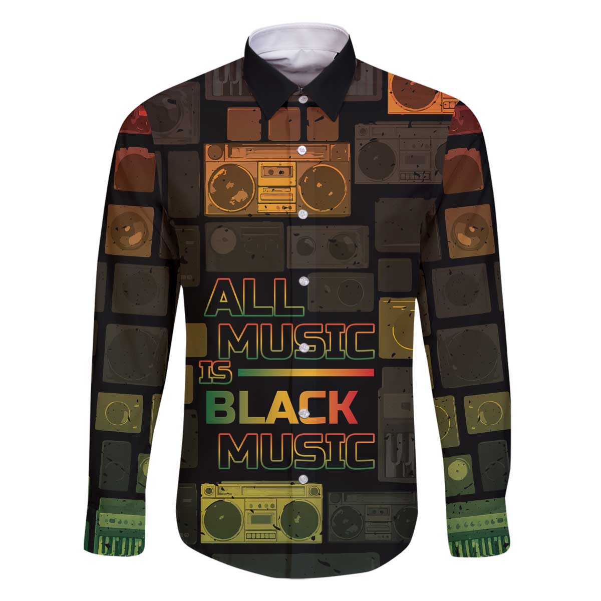 Black Music Month Family Matching Off The Shoulder Long Sleeve Dress and Hawaiian Shirt All Music Is Black Music - Wonder Print Shop