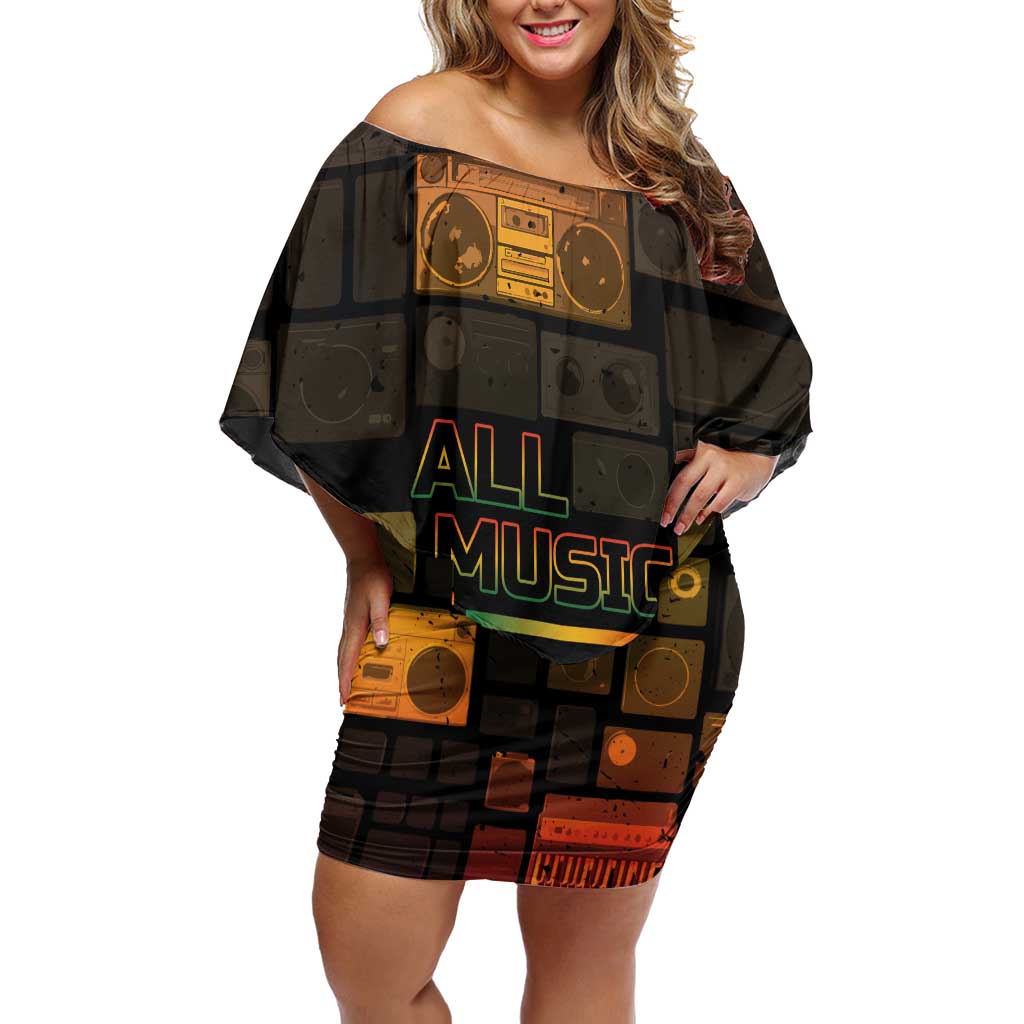 Black Music Month Family Matching Off Shoulder Short Dress and Hawaiian Shirt All Music Is Black Music - Wonder Print Shop