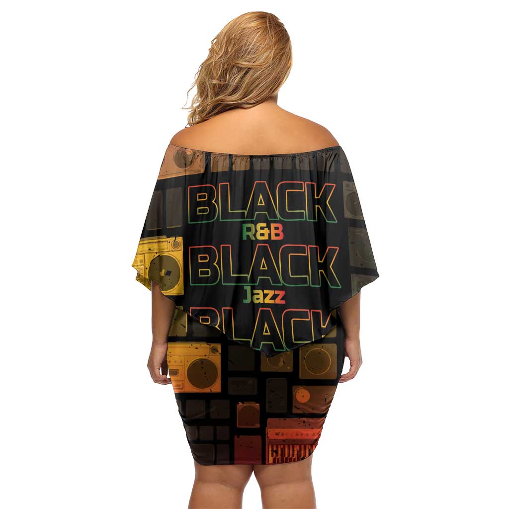Black Music Month Family Matching Off Shoulder Short Dress and Hawaiian Shirt All Music Is Black Music - Wonder Print Shop
