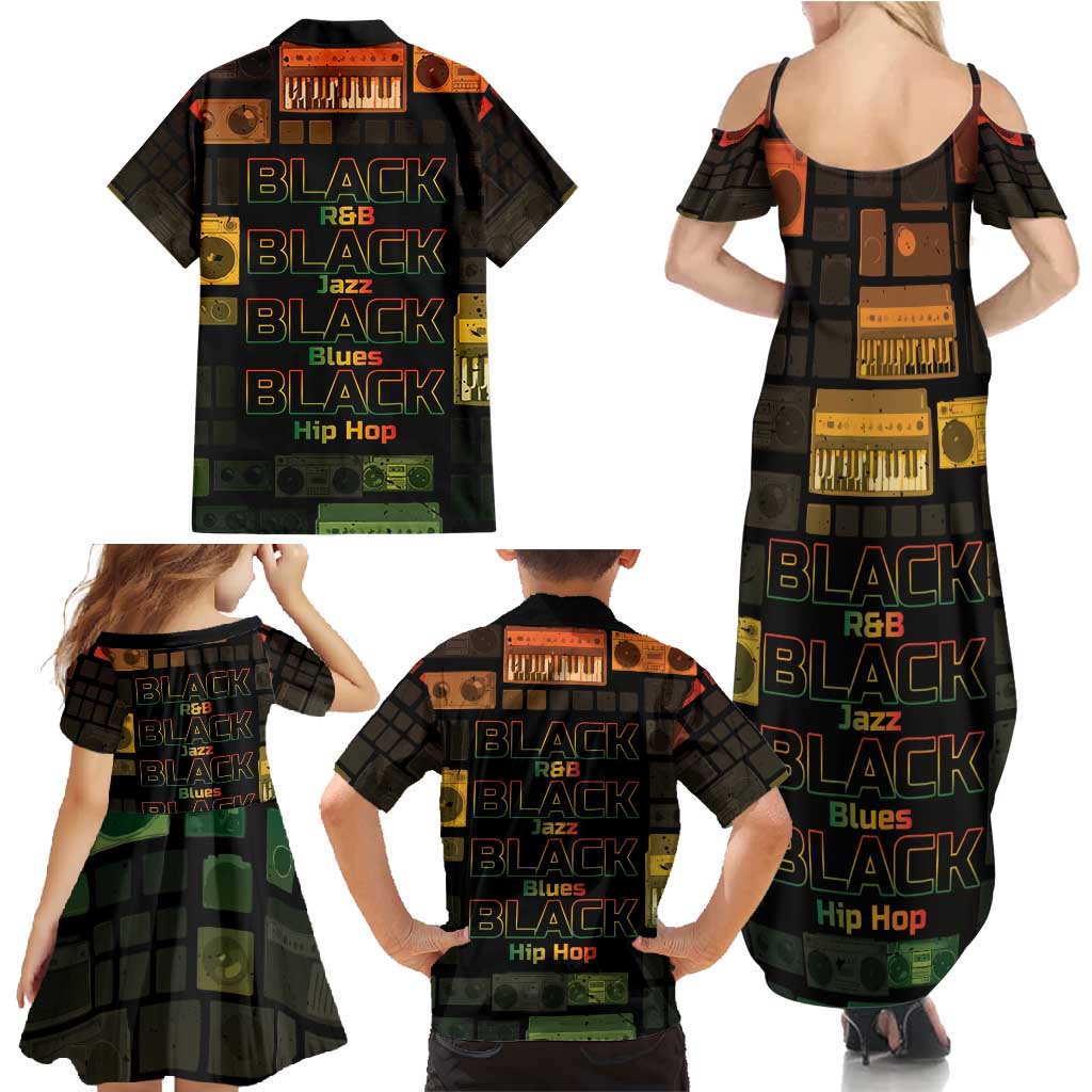 Black Music Month Family Matching Summer Maxi Dress and Hawaiian Shirt All Music Is Black Music - Wonder Print Shop