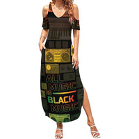 Black Music Month Family Matching Summer Maxi Dress and Hawaiian Shirt All Music Is Black Music - Wonder Print Shop