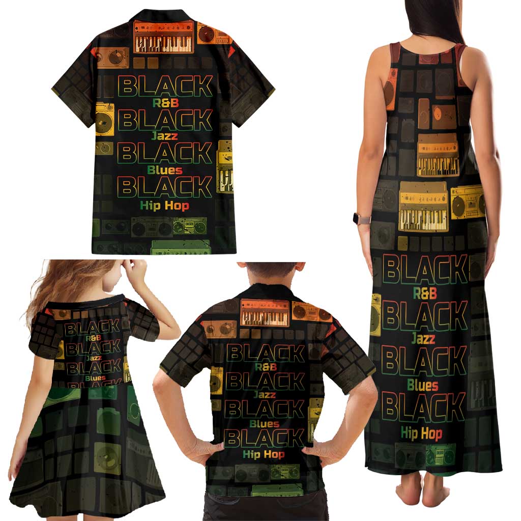 Black Music Month Family Matching Tank Maxi Dress and Hawaiian Shirt All Music Is Black Music - Wonder Print Shop