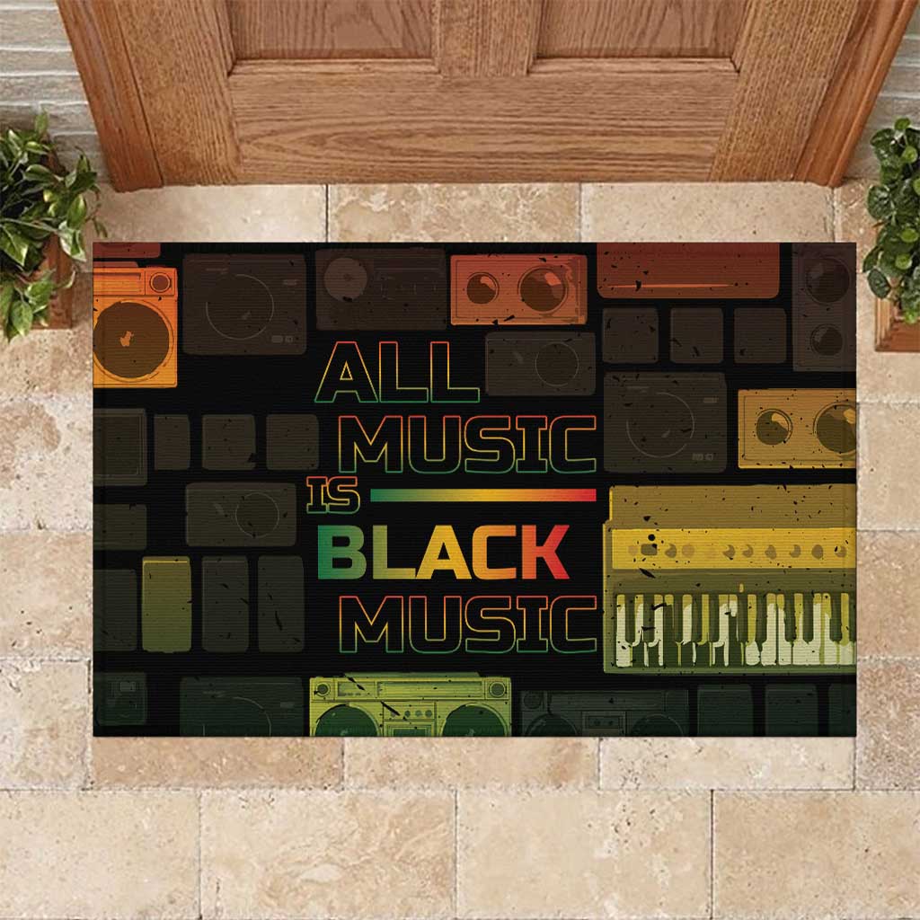 Black Music Month Rubber Doormat All Music Is Black Music - Wonder Print Shop