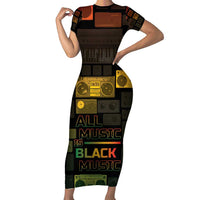 Black Music Month Short Sleeve Bodycon Dress All Music Is Black Music - Wonder Print Shop