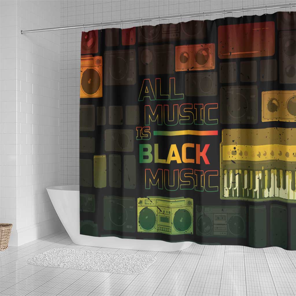 Black Music Month Shower Curtain All Music Is Black Music - Wonder Print Shop