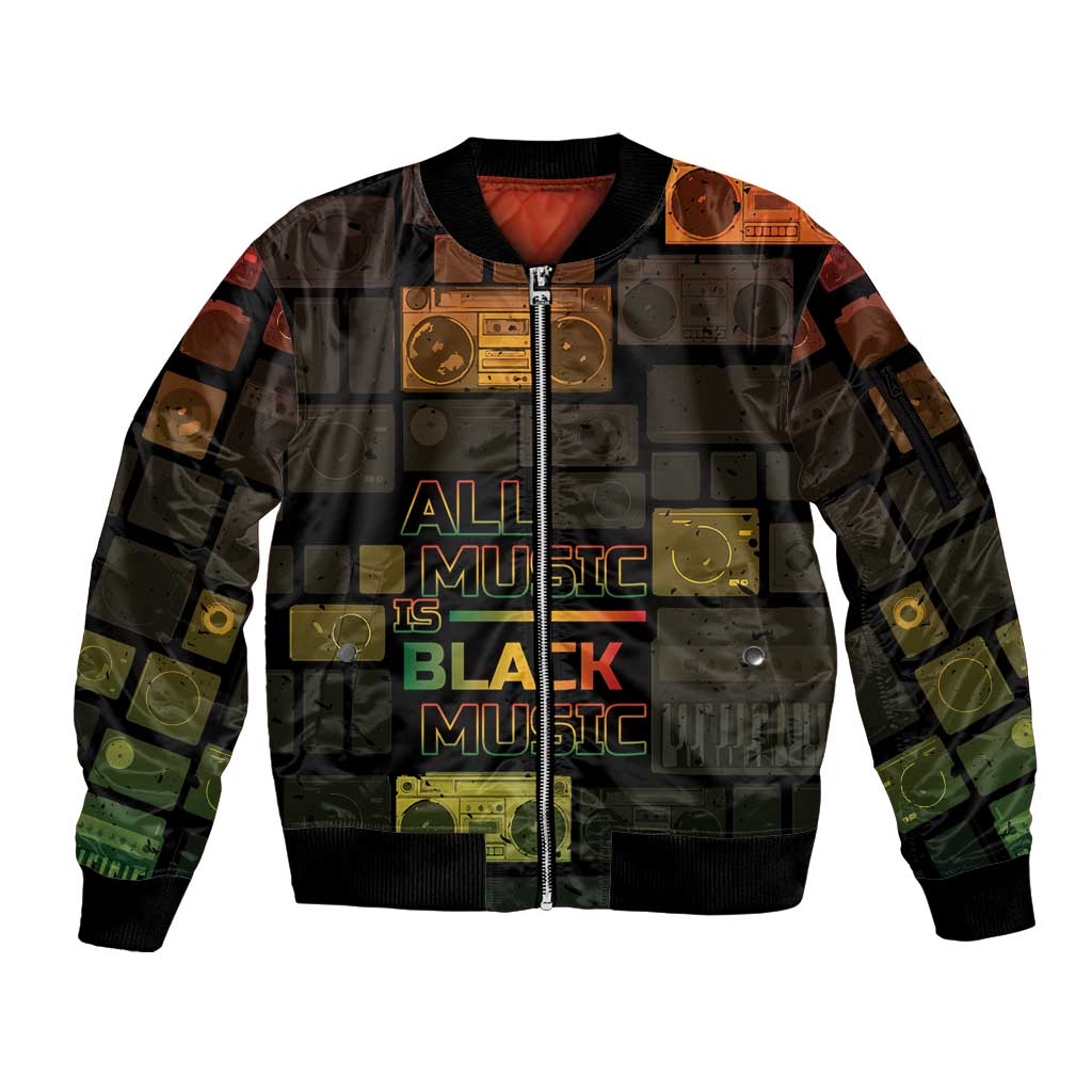 Black Music Month Sleeve Zip Bomber Jacket All Music Is Black Music - Wonder Print Shop