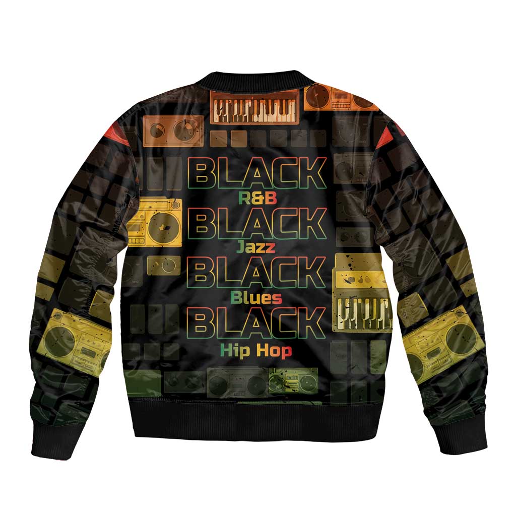 Black Music Month Sleeve Zip Bomber Jacket All Music Is Black Music - Wonder Print Shop
