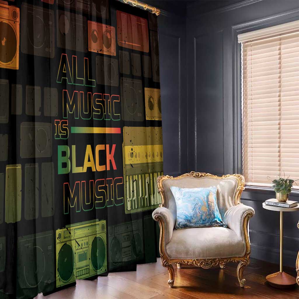 Black Music Month Window Curtain All Music Is Black Music - Wonder Print Shop