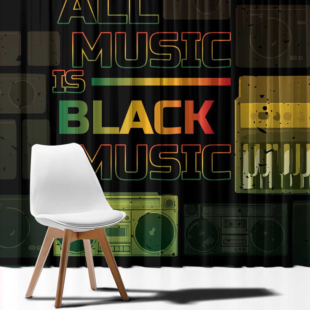Black Music Month Window Curtain All Music Is Black Music - Wonder Print Shop