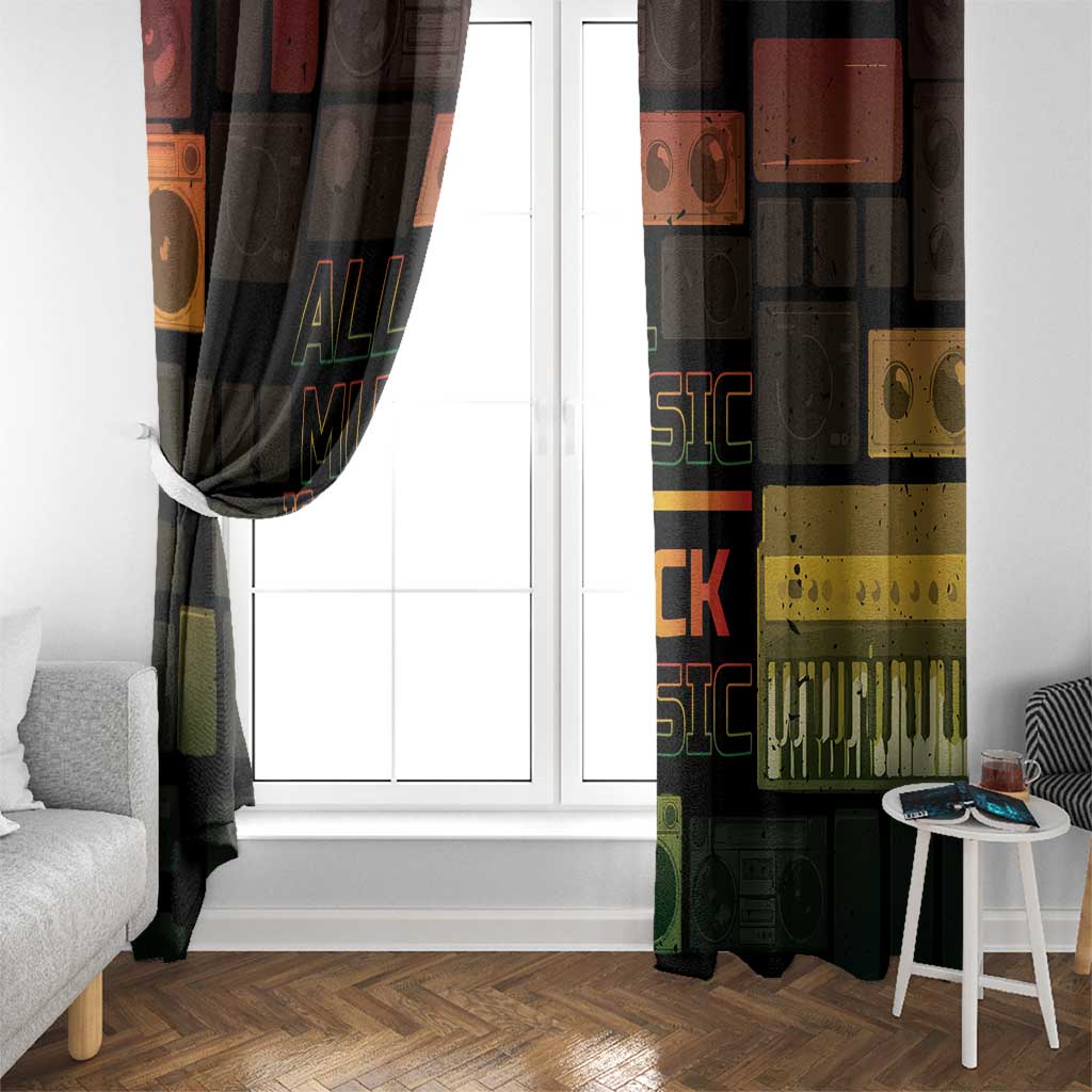 Black Music Month Window Curtain All Music Is Black Music - Wonder Print Shop